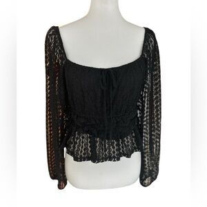 Iris black lace crop top